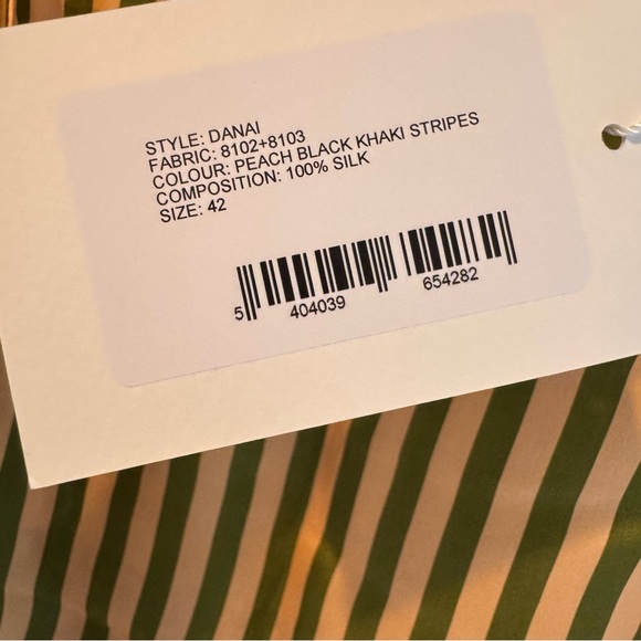 NWT Christian Wijnants Danai Peach Khaki Green Stripes Midi Dress | XL - Picture 5 of 10